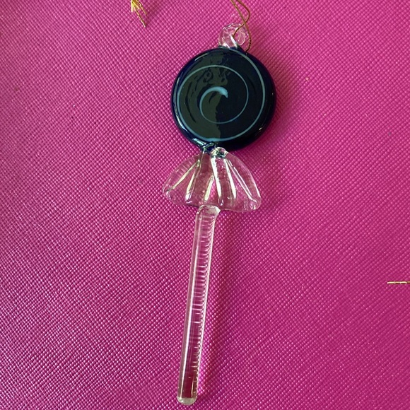 Vintage hand blown glass lollipop ornaments set of 5 plus 2 w stick missing - Picture 4 of 8